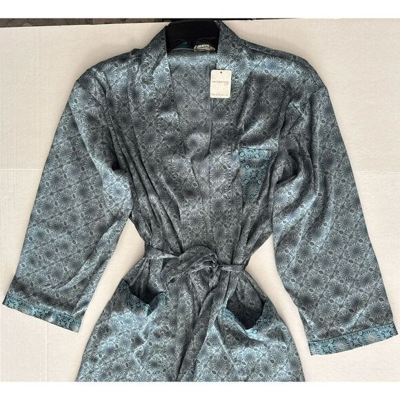 Free People Intimately Sz XS/S Oasis House Robe Blue Motif Kimono Stone - Picture 9 of 16